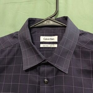 CALVIN KLEIN Men's No-Iron Slim Fit Size 15.5-34/35 BLACK Formal Dress Shirt